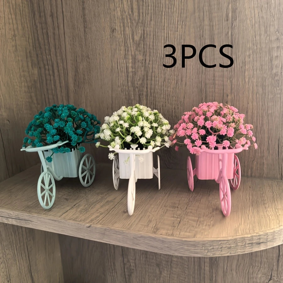 3pcs bicycle with simulated flower set