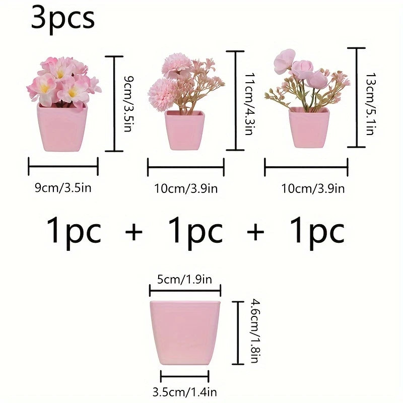 1SET(3pcs) Mini Decorative Flowers