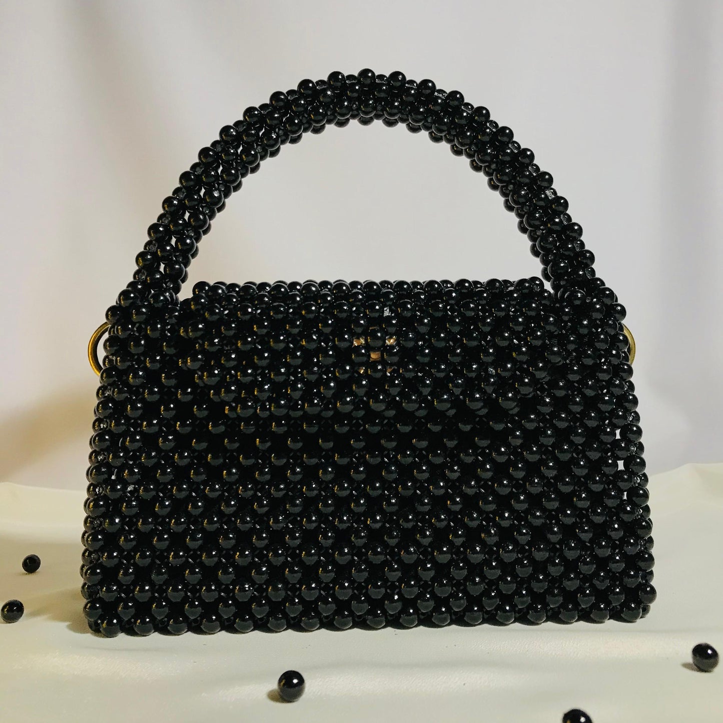 Beaded Evening Clutch with Floral Handle