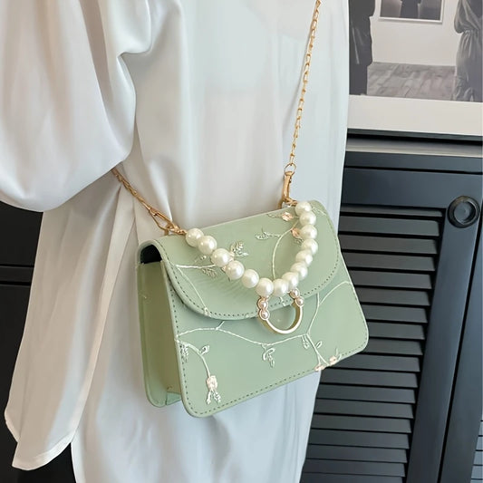 Elegant Floral Embroidered Mini Square Bag