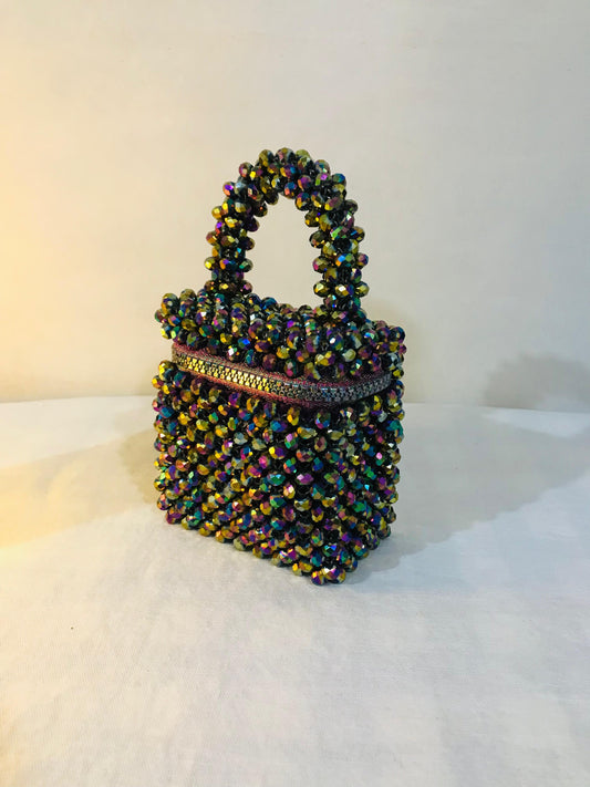 Multicolor Beaded Handbag – Handcrafted Zipper Mini Tote